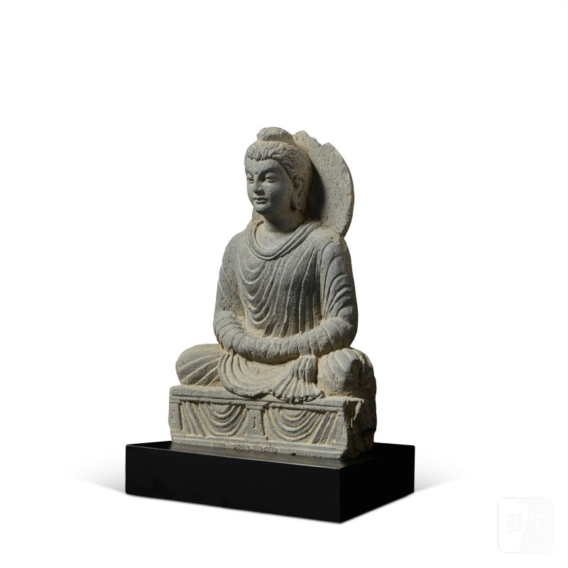 A gray schist figure of seated Buddha, Ancient region of Gandhara, 3rd / 4th century - 图3
